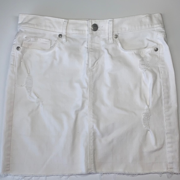 EUC Set of 3 Loft denim mini skirts  1-white distr 1- acid blue 1-khaki ALL sz 4 - Picture 7 of 16